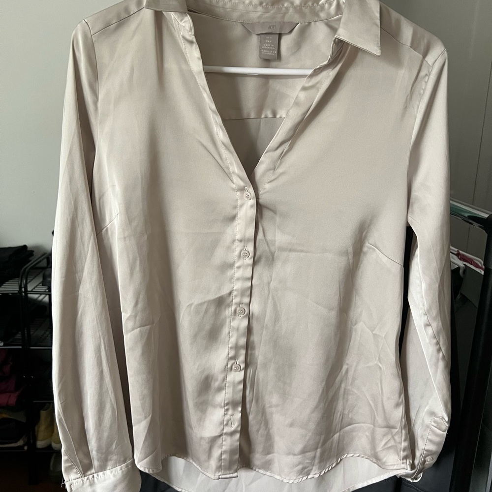 H&M silk style button up
